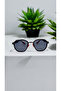 Unisex Black Metal Diagonal Design Rimmed Sunglasses - 3
