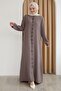 Brown Ferace with Drop Stone Pattern - 3