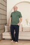Men's Green Wide Fit 100% Cotton Short Sleeve Pocket Plus Size Pajama Set - 4