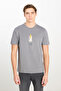 100% Cotton Regular Fit Regular Cut Crew Neck Printed Gray T-Shirt - 2