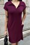 Women's Polo Neck Modal Fabric Short Sleeve Comfortable Fit Dress