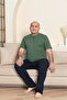 Men's Green Wide Fit 100% Cotton Short Sleeve Pocket Plus Size Pajama Set - 5