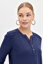 Women's Shoulder and Collar Needle Embroidered Cotton Blouse Dark Blue - 8