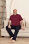Men's Burgundy Wide Fit 100% Cotton Short Sleeve Pajama Set with Pockets Plus Size - 5
