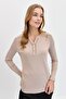 Women's Shoulder and Collar Needle Embroidered Cotton Blouse Mink - 8