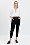 Women's Wide Belted Leg Buttoned Linen Trousers Black