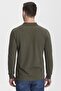 Men's Khaki Cotton Khaki Long Sleeve Polo Neck T-Shirt - 3