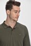 Men's Khaki Cotton Khaki Long Sleeve Polo Neck T-Shirt - 4