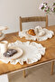 Pearl |   Ruffled 6-Piece Linen Round Beige American Service Set 40cm - 3