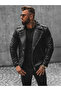 Men's Black New Season Cross Zipper Leather Jacket