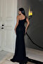 One Shoulder Slit Glitter Evening Dress - 4
