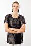 Women's Crew Neck Low Sleeve T-Shirt Black - 3