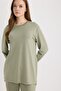 Regular Fit Crew Neck Basic Plain Hijab Sweatshirt Tunic D4598Ax25Sp - 4