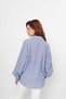 Blue - Balloon Sleeve Striped Shirt - 3