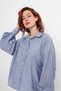 Blue - Balloon Sleeve Striped Shirt - 2