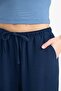 Linen Blend Palazzo Pants Wide Leg Wide Loose Leg Three Pockets Regular Waist Basic Straight Standard Length - 5