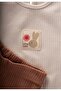 Label Detailed Ribbed Bodysuit 0-3 Years Light Beige - 3