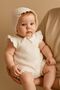 Baby Girl Newborn Jumpsuit Summer Vintage Waffle Short Sleeve Scalloped Hat Set Baby Gift Mevlüt
