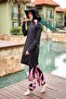 Black Pink Striped Fully Covered Hijab Swimsuit 4-Piece Set M2479 - 3