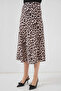 Women's Mink Leopard Patterned Satin Surface Midi Skirt with Elastic Waist Hzl23S-Bd1101471 - 4