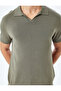 V Polo Neck Viscose Short Sleeve Knitwear T-Shirt - 5