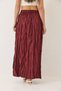 Women's Burgundy Elastic Waist Crush Effect Long Skirt 60283112 - 6