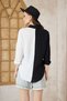 Women's Muslin 100% Cotton Casual Color Block Two Color Long Sleeve Black and White Shirt 700-3458275 - 4