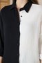 Women's Muslin 100% Cotton Casual Color Block Two Color Long Sleeve Black and White Shirt 700-3458275 - 5