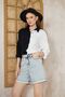Women's Muslin 100% Cotton Casual Color Block Two Color Long Sleeve Black and White Shirt 700-3458275 - 7