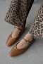Leroy Women's Wrinkled Leather Ballerinas Camel
