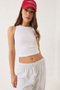 Women's White Ribbed Halter Neck Camisole Basic Crop Top Undershirt 60602045 - 5