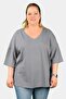 Plus Size Women's V-Neck Single Jersey T-Shirt Gray