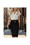 Women's Short Sleeve Double Breasted Collar Crepe Midi Dress (Without Belt) - 6