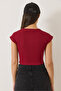 Women's Burgundy Crew Neck Short Sleeve Basic Camisole Crop Top T-Shirt 60602044 - 6