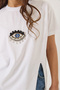Women's White Sequin Accessory Slit Detailed Short Sleeve T-Shirt 60602029 - 6