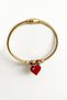 Red Evil Eye Heart Charm Stainless Steel Magnet Handcuffs Bracelet - 3