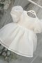 Wedding Dress Balloon Sleeve Pearl Girls Baby Off-White Evening Dress - 3