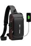 Men's Brown USB Port Cross Strap Shoulder and Waist Bag