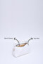 White Shk24 Soft Leather Knot Detailed Chain Strap Hand and Shoulder Bag L:14 W:22 W:8 Cm - 5