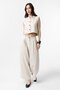 Ecru Linen Blended Women's Culotte Trousers - 3