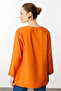 Women's Embroidered Blouse with Slit Sleeves and Skirt, Khaki - 5