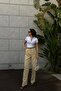 Women's Yellow High Waist Pants 1017-1515 - 2