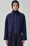 Bel Lastikli Crop Ceket - İndigo