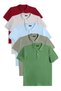 Men's 5-Pack Burgundy-Grey-Blue-Khaki-Grass Green Slim Fit Cotton Plain Pique Polo Neck T-Shirt