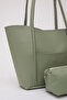 Mint Green Shk80 Faux Leather Large Size Arm and Shoulder Bag with Front Pocket and Snap Fastener Makeup Bag U:26 E:40 - 7