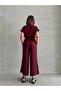 Women's Burgundy Button Detailed Belted Jumpsuit - 6