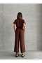 Women's Brown Button Detailed Belted Jumpsuit - 6