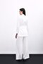 Square Patterned Belted Jacket - Ecru - 6