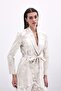 Patterned Long Jacket - Beige - 5