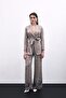 Jacquard Wide Leg Trousers - Mink - 2